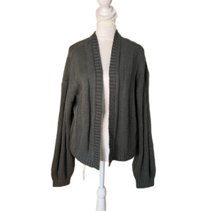 Wild Fable Olive Green Open Front Knit Ribbed Cardigan Sweater Jacket